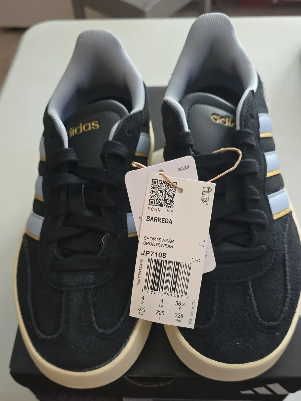 adidas Barreda Black with Light Blue Stripe Men's Sneakers